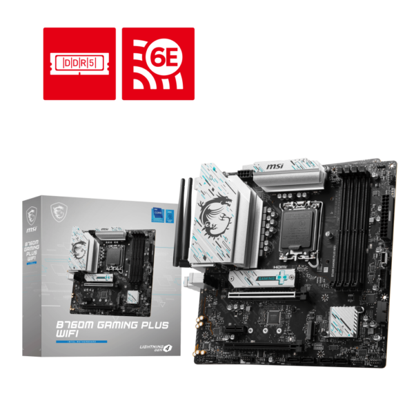 MSI B760M GAMING PLUS WIFI mATX Motherboard with DDR5 and Wi-Fi 6E