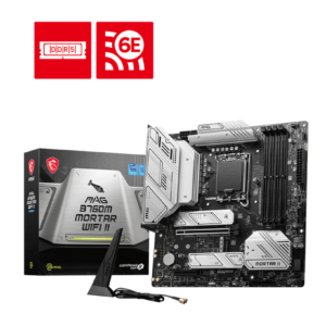 MSI MAG B760M MORTAR WIFI II mATX Motherboard Front View with Heatsinks and Ports