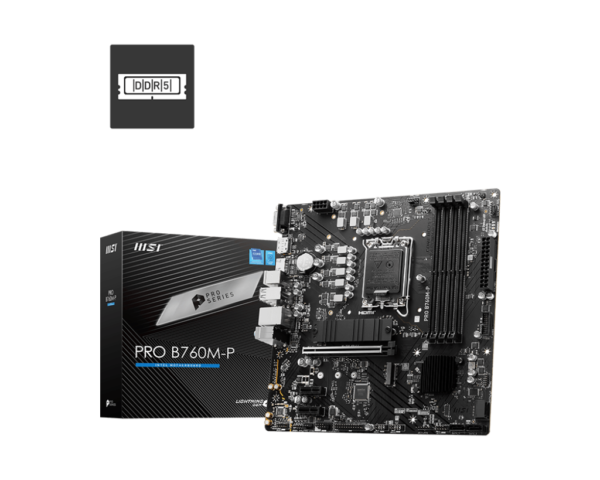 MSI PRO B760M-P Micro-ATX DDR5 Motherboard with PCIe 4.0 and M.2 Slots