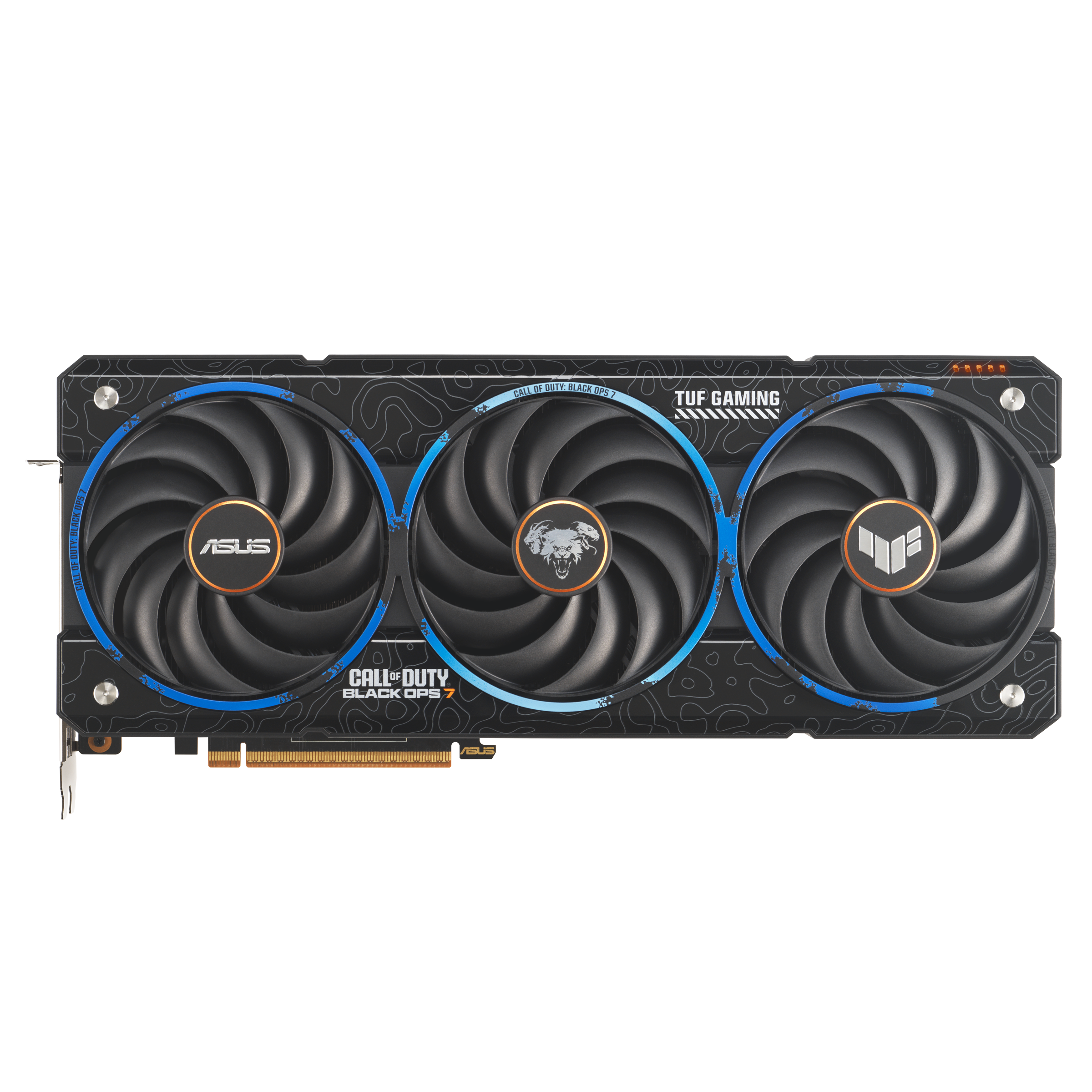ASUS TUF Gaming Radeon RX 9070 XT Call of Duty Black Ops 7 Edition graphics card front view