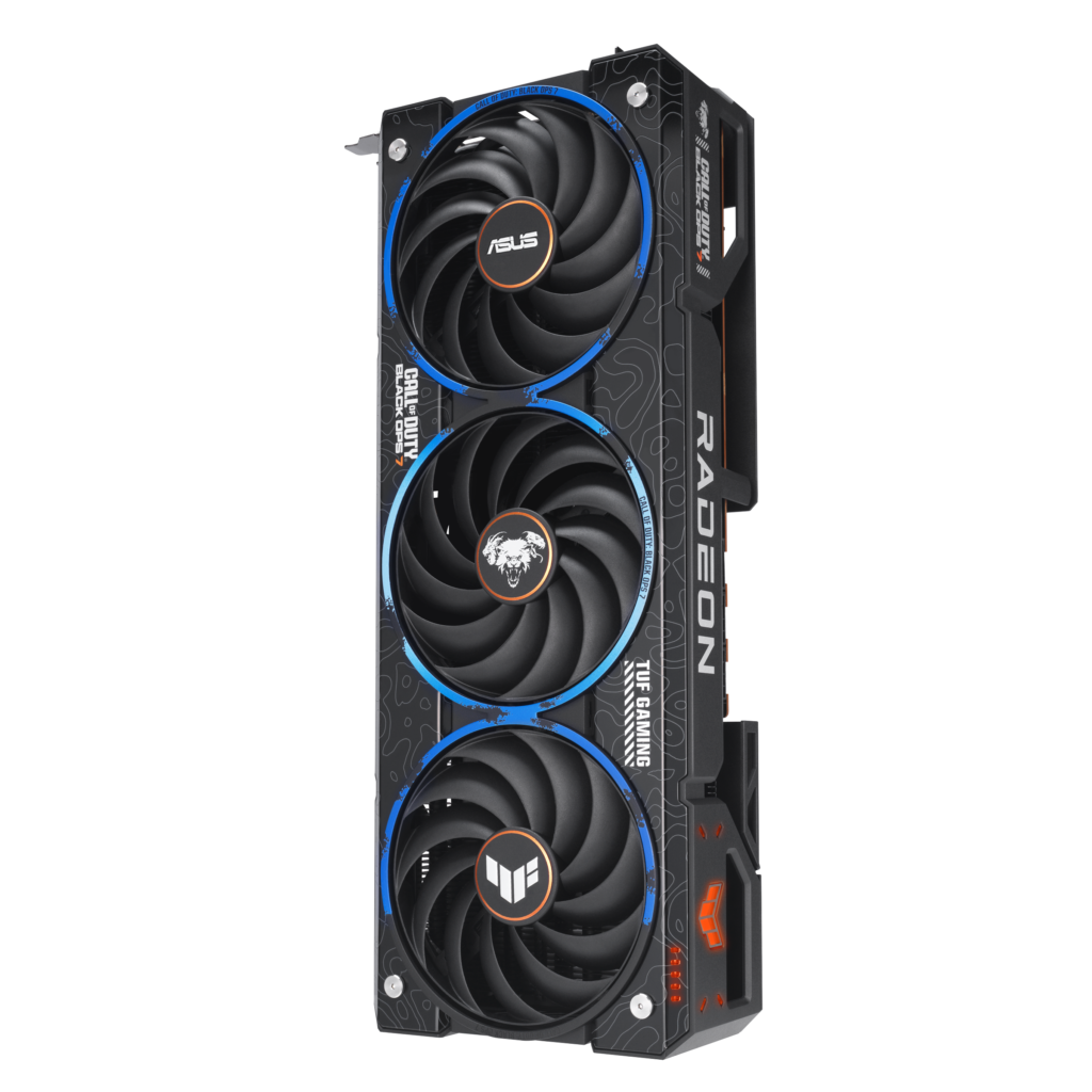 ASUS TUF Gaming Radeon RX 9070 XT Call of Duty Black Ops 7 Edition graphics card front view