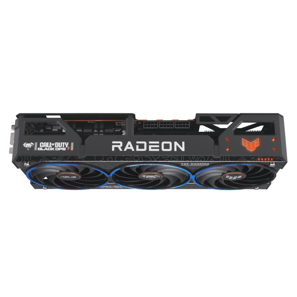 ASUS TUF Gaming Radeon RX 9070 XT Call of Duty Black Ops 7 Edition graphics card front view