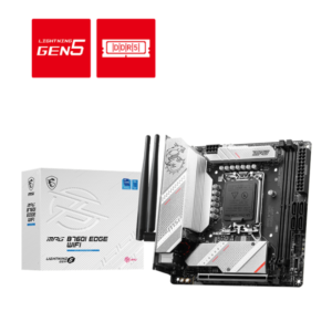 MSI MPG B760I EDGE WIFI Mini-ITX Motherboard Front View with Ports and Heatsinks