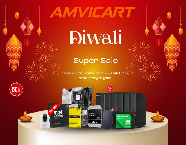 Diwali Super Sale on computer components at Amvicart – up to 60% off on CPUs, SSDs, hard drives, motherboards, and more.