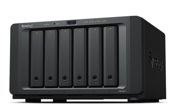 Synology DiskStation DS1621+ 6-Bay NAS Front View with Status LEDs