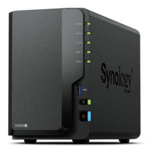 Synology DiskStation DS225+ 2-Bay NAS Front View with Status LEDs