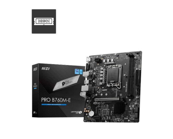 MSI PRO B760M-E Micro-ATX DDR5 Motherboard with PCIe 4.0 and M.2 Slot