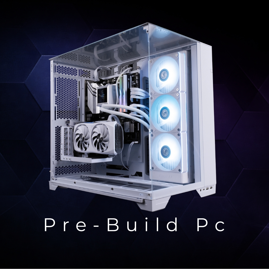 Pre-built gaming PC cabinet with RGB cooling fans