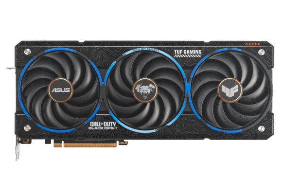 ASUS TUF Gaming Radeon RX 9070 XT Call of Duty Black Ops 7 Edition graphics card front view